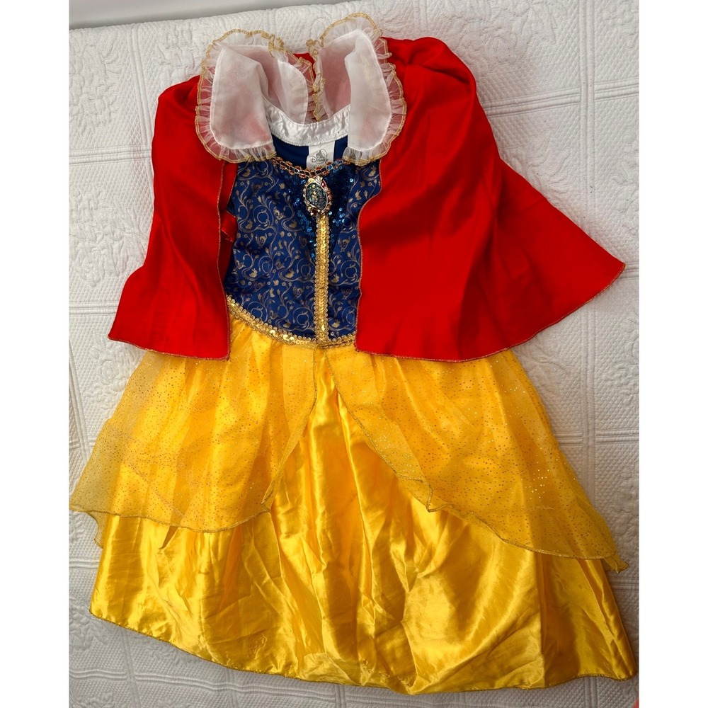 Disney Store Snow White Princess Costume Dress Blue Yellow Red Kids Size 4-6X - Picture 6 of 16